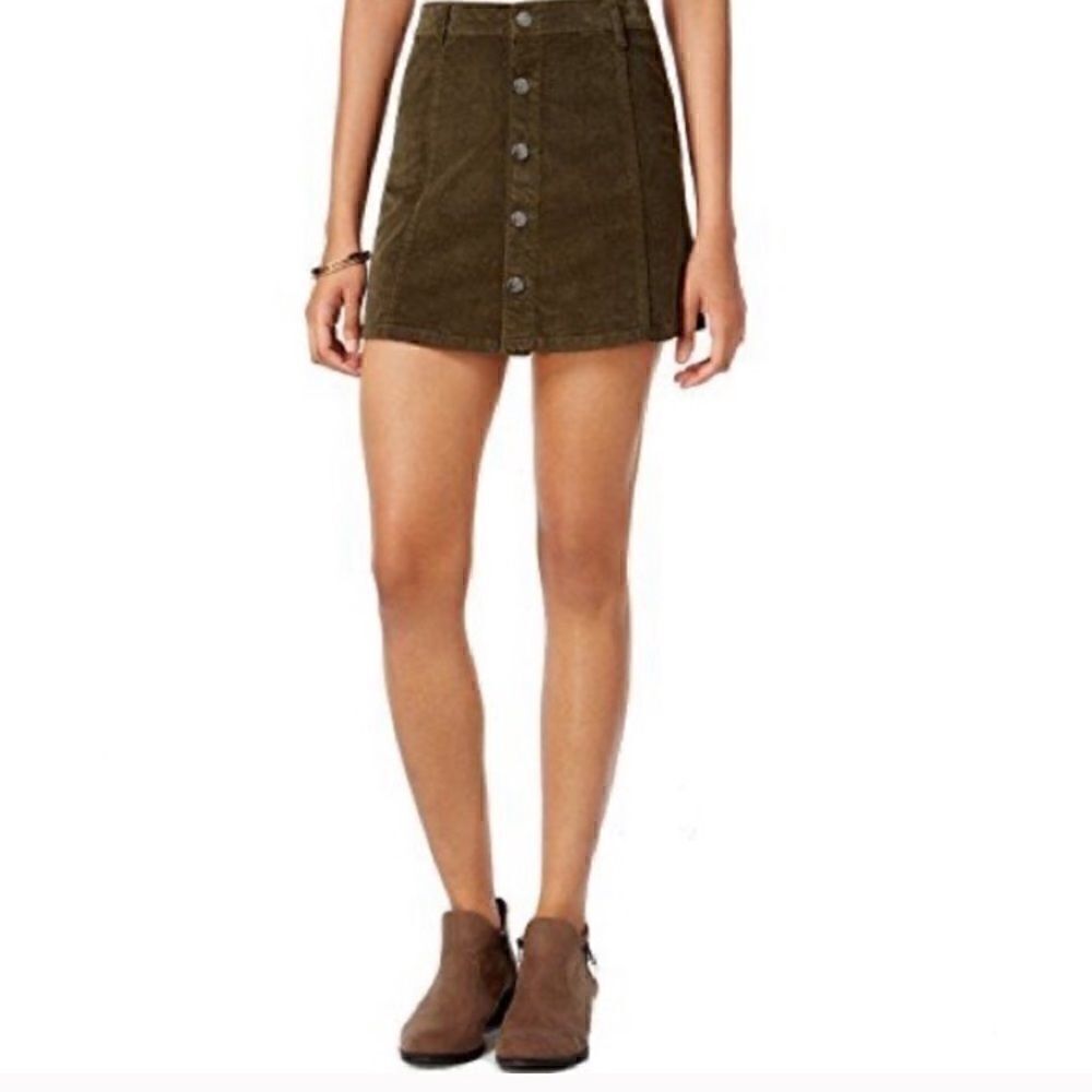 Celebrity Pink Corduroy Button Front Olive Skirt Size 27